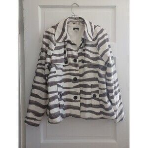 J.Crew zebra swing jacket 12 gray animal print cottonblend short trench classic